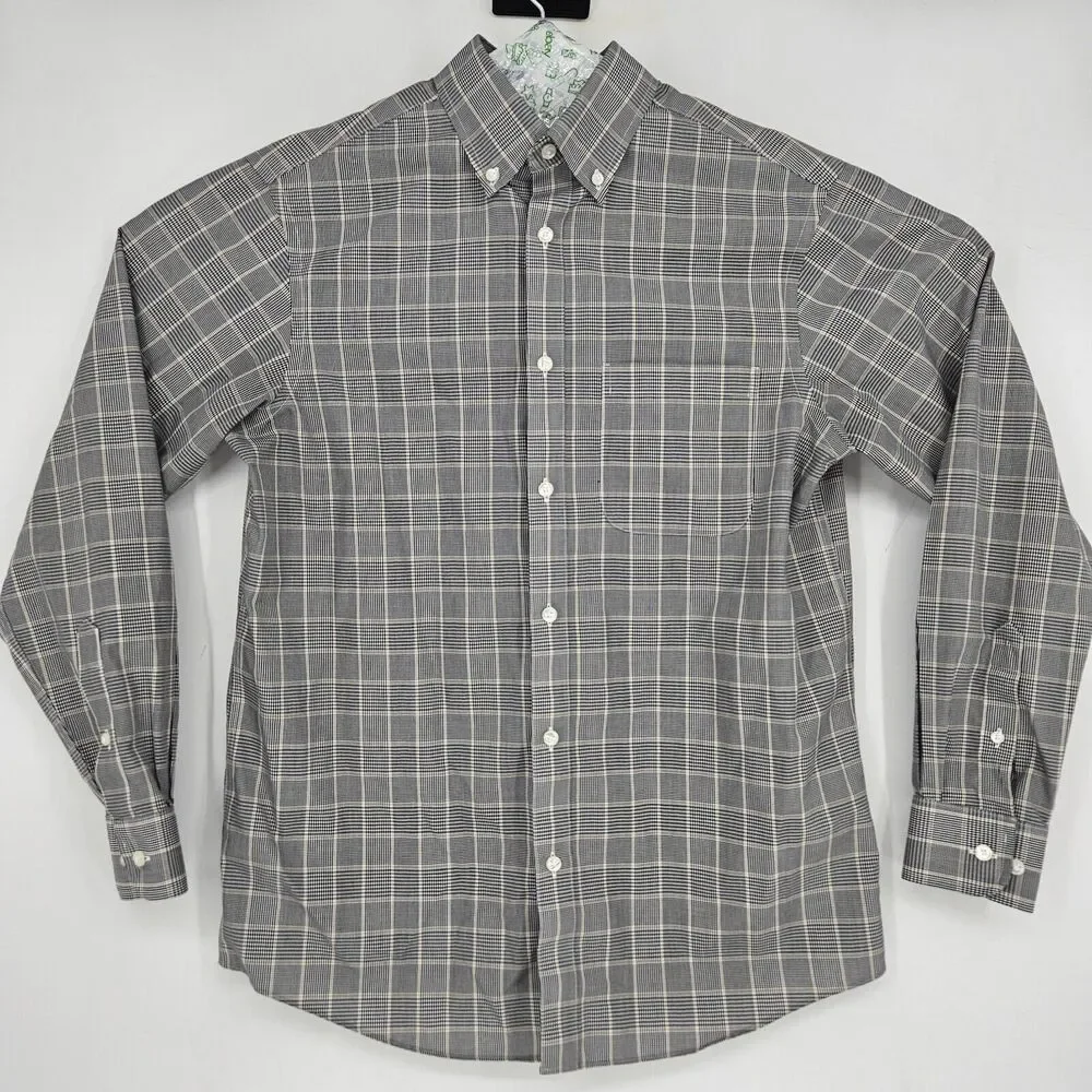 Roundtree‎ & Yorke Shirt Mens Small Black Brown EZ Gold Label Non Iron Button S